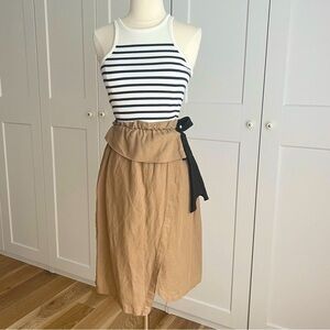 ZARA Linen Blend Faux Wrap Skirt Paper Bag Skirt sz. XS